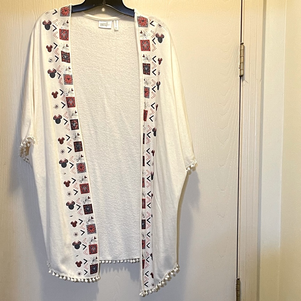 Disney Boutique Minnie Mouse Short Sleeve Pom Pom Shrug size M. Runs big.